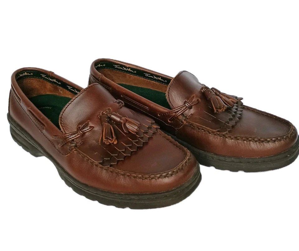 Мокасины Tom McAn коричневые толстые кожаные двойные килти кисточки размер 11 ОТЛИЧНЫЕ - Изображение 3 из 4