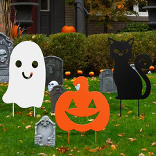 3 Pcs Metal Halloween Outdoor Yard Decor, Halloween Garden Stakes