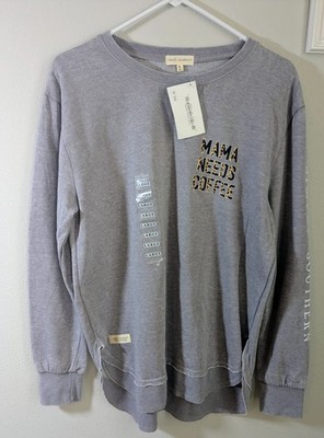 NWT SIMPLY SOUTHERN FLEECE LINED LONG-SLEEVE SHIRT MAMA NEEDS COFFEE SIZE LARGE