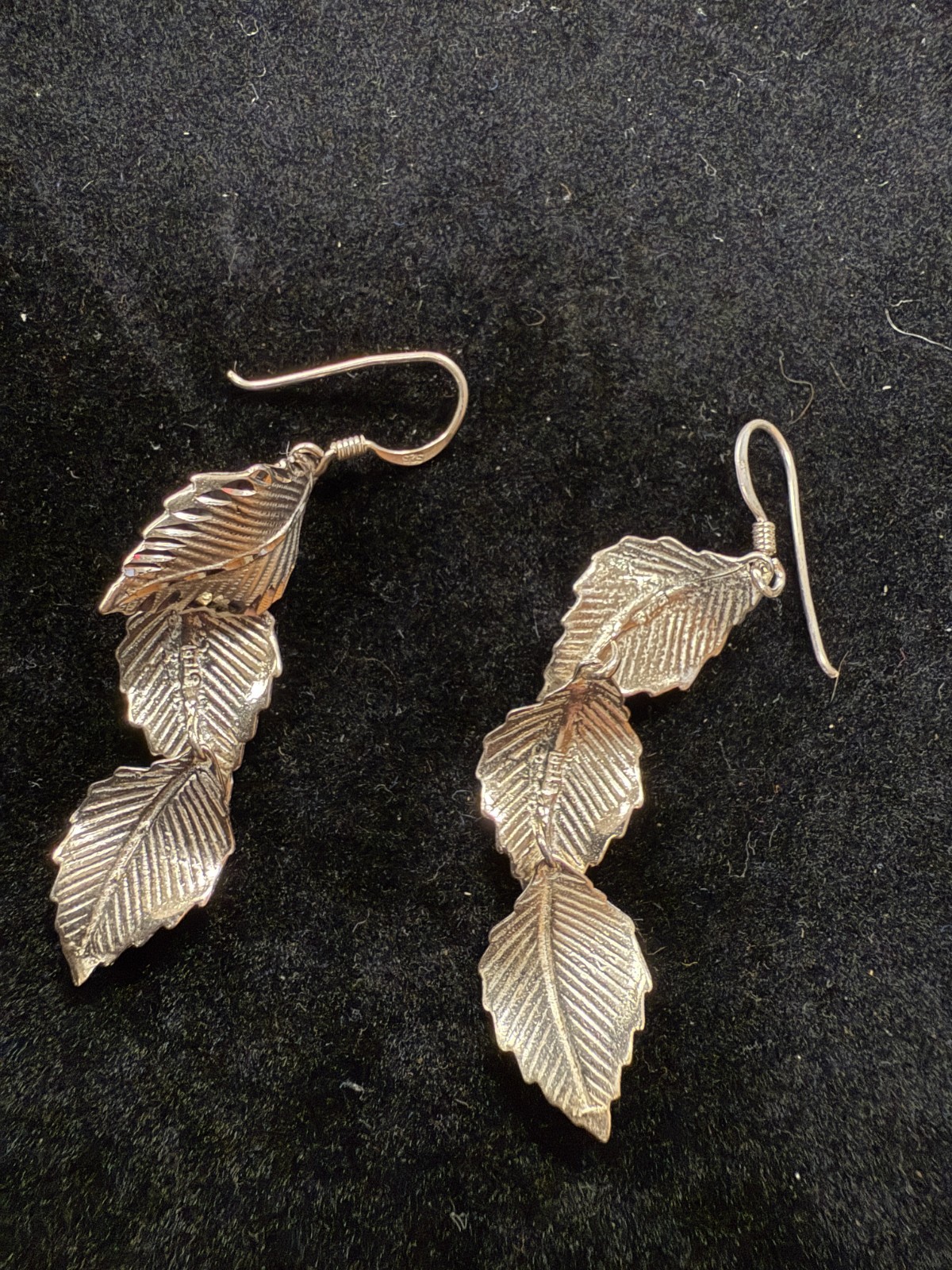 Sterling Silver Leaf Dangle Earrings - image 4