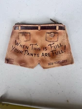 1940-50s Era NEW YORK CITY leather pants / shorts coinpurse--