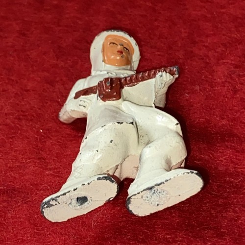 Manoil ? Lead Toy Navy Soldier In White Snow Shoes Skier Poles w/ Machine Gun - Picture 5 of 6