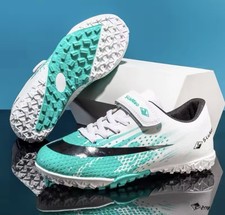 S-LieNiao Kids Soccer Turf Cleats Shoes White Teal Eu36 US 6.5