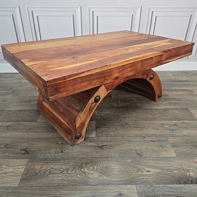 Vintage Couchtisch rustikal - indisches Massivholz Industrial Stil - Sheesham