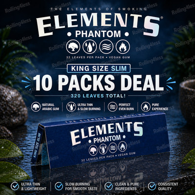  Elements King Size Slim Phantom Rolling Papers Phenomenally Thin | 10 Packs