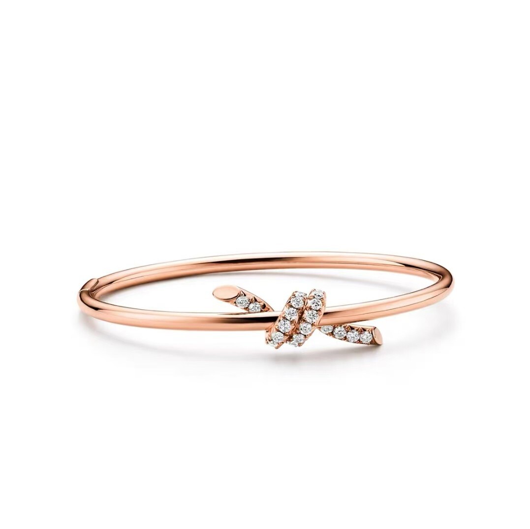 TIFFANY&Co Gold 18k Gold And Rose Gold Diamond Setting KNOT Bracelet