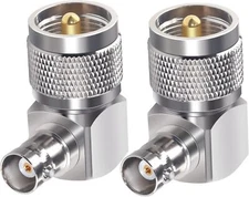 2Pcs PL259 UHF Male Plug to BNC Female Connector Right Angle 90 Degrees Coaxial