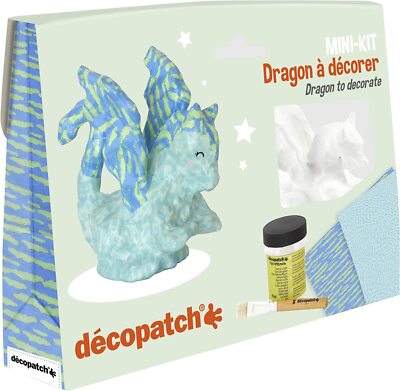 Décopatch KIT035C - Mini Set Drache aus Pappmaché, 4,5x19x13,5cm, für Kinder