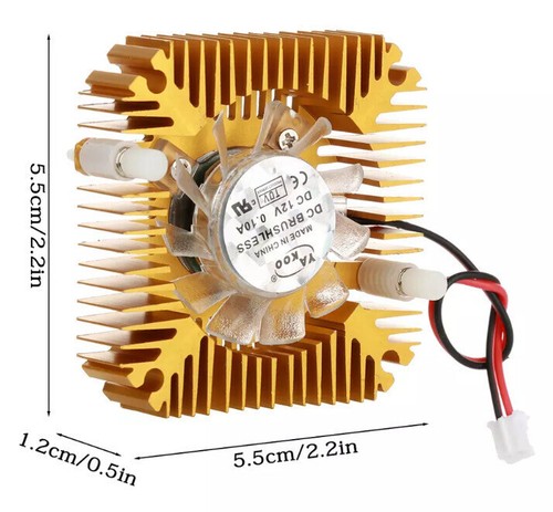 12V DC 2-Pin 55mm CPU VGA Video Card Chip Cooler Cooling Fan & Heatsink Computer - Picture 3 of 7