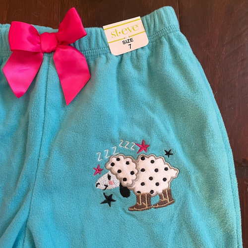 2 Pairs STEVE Girls Christmas Fleece Pajama Bottom PJ Sleep Lounge Pants Size 7 - Picture 6 of 8