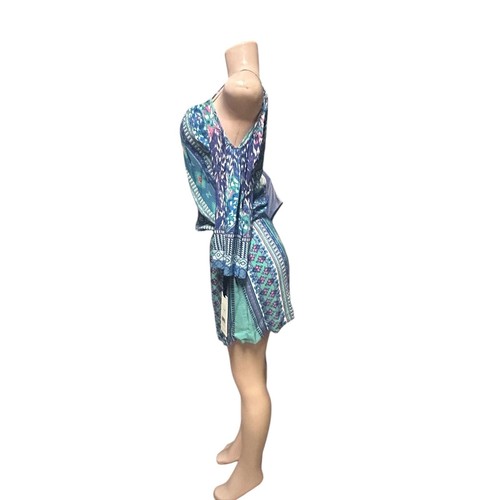 Hale Bob Cold Shoulder Mini Dress Bohemian Print Casual Summer Dress Size XS - Picture 3 of 8