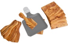 Olivenholz Raclette Spatula and Coaster Set K&uuml;chenutensilien Set 2 6 8