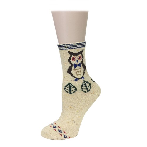 Wrapables Thick Wool Animal Design Crew Socks (Set of 6), Cat and Owl - Picture 6 of 7