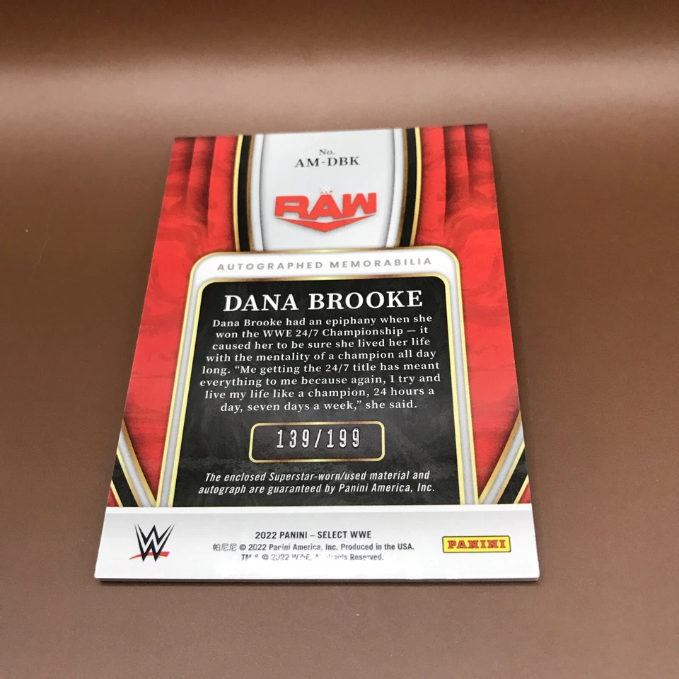 2022 Panini Select WWE Dana Brooke Autographed Memorabilia Relic Auto #139/199 - Image 2 of 2