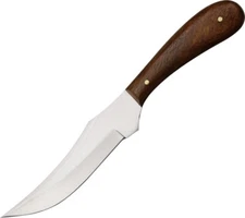 Slim Patch Fixed Knife 4" Stainless Steel Skinner Blade Brown Burlwood Handle