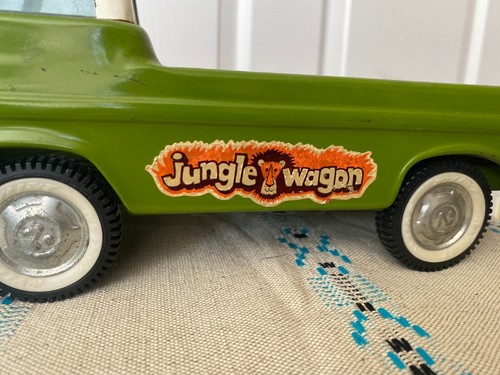 VINTAGE 1960'S Green NYLINT Ford JUNGLE WAGON Green Pressed Steel Truck - Picture 2 of 9