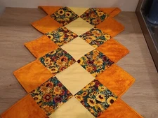 New Handmade Table Runner -- 48 Inches In L,  17inches W Sunflower and Orange.