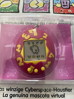 Original Bandai Pink With Yellow Numbers Tamagotchi 1996-1997 Rare