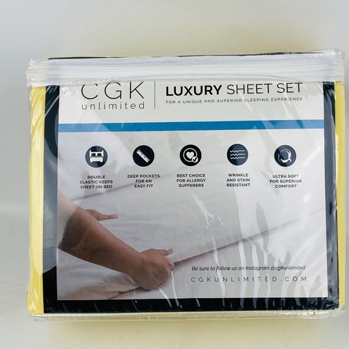 CGK Unlimited Luxury Bed Sheet Set King Size Yellow Deep Pockets Double Elastic - Picture 4 of 7