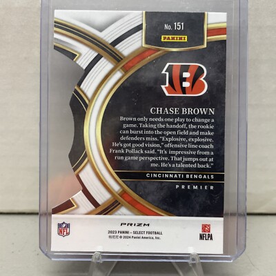 2023 Select Zebra Prizm Chase Brown Premier Level Die Cut Rookie
