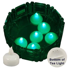 NEW 6 Green Led Floating Floral Tea Light Candle for Wedding Centerpiece Decor