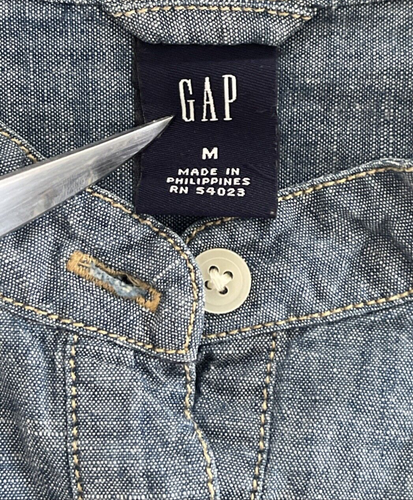 GAP KIDS Girl's Top Blue size M Chambray Popover Shirt Casual - Picture 7 of 9