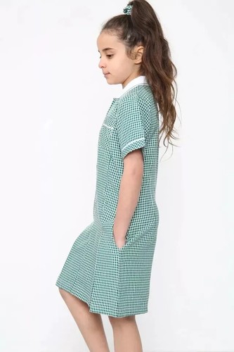 Summer Dress School Uniform Gingham Pleated Check Matching Hair Band In 7 Colors - Picture 26 of 44