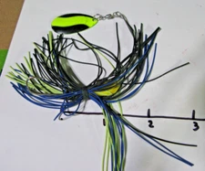 Smooth Green/Blue Painted Single Blade Spinnerbait, .4oz, Size 2/0 dual hook-EUC