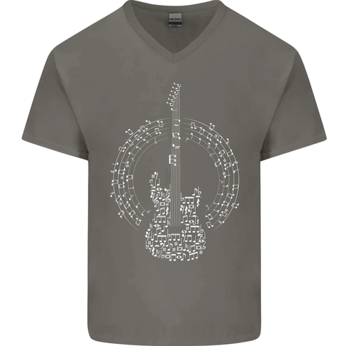 Guitar Notes Electric Guitarist Player Rock Mens V-Neck Cotton T-Shirt - 第 30/37 張圖片