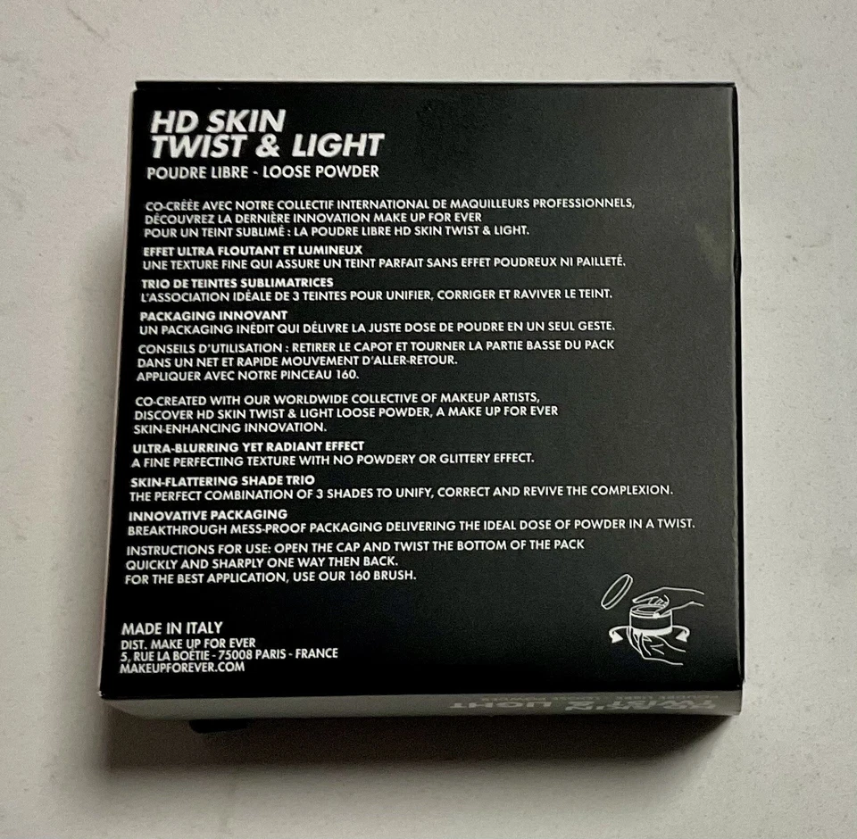 NIB Make Up For Ever HD Skin Twist & Light Loose Powder 1.0 Light (8g/0.2oz) - Image 4 of 4