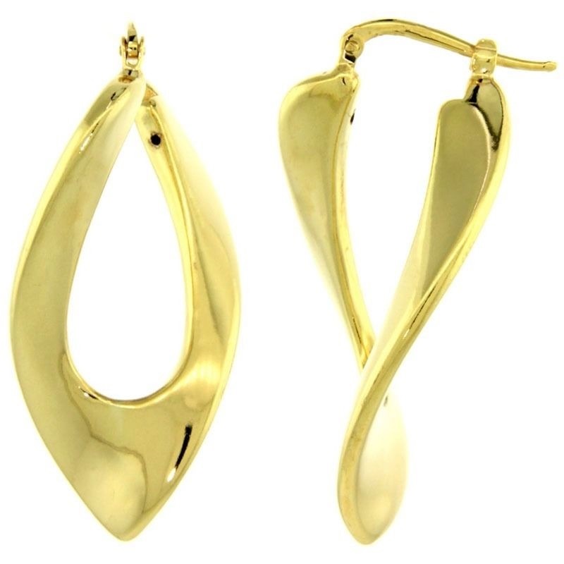 .925 Sterling Italian Hoop Earrings Twisted V Shape Yellow gold Finish 1 7 16 .925 Sterling Italian Hoop Earrings Twisted V Shape Yellow gold Finish 1 7 16