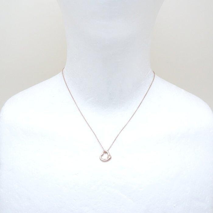 TIFFANY & Co. Open Heart Necklace 11mm Elsa Peretti 750PG