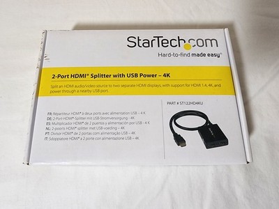 StarTech 4K HDMI 2-Port Video Splitter, Powered by USB/Power Adapter #ST122HD4KU
