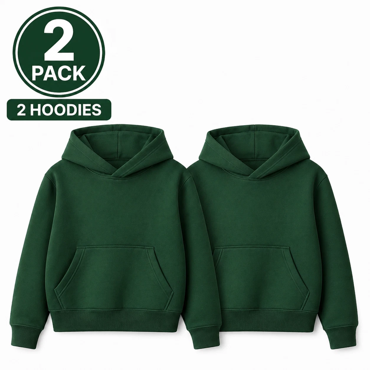 Pack Of 2 Kids Fleece Hoodies Boys Girls Plain Pullover Hooded Sweatshirt 2-14Y