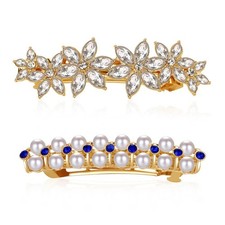 Flower Luxury Jewelry Design Pearl Hair Clips Hairpin Rhinestone Hair Barrett...