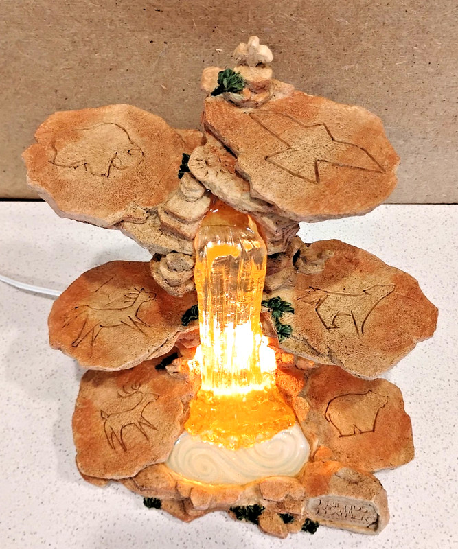 Enesco Friends of the Feather Rock Karen Hahn Art Cliff Waterfall Display Light