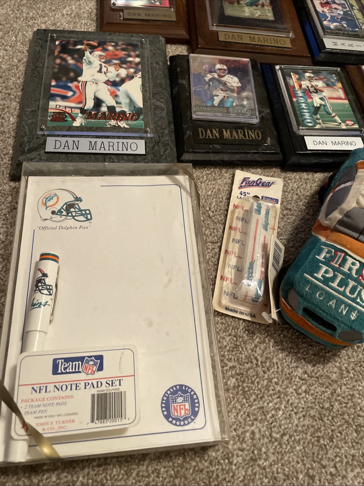 Huge VINTAGE Miami Dolphins Dan Marino Memorabilia Super Fan Lot Football 80s 90