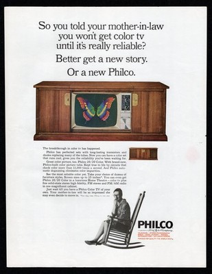 1966 Philco Ford Television Set Reliable Color TV Mother In Law Move In Print Ad