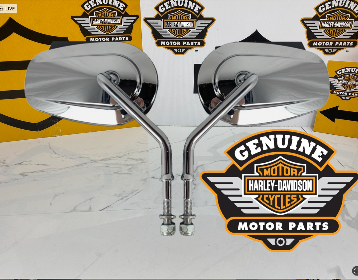 Harley Davidson純正 クローム スロットステムミラー 美品 箱付き 84-26 OEM Harley Short Stem Tear Drop Mirrors Set Touring Dyna