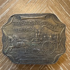LF19114 VINTAGE 1970s AMERICA'S HEROE'S FIRE DEPARTMENT - OREGON BELT BUCKLE