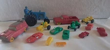 Vintage Auburn Rubber Tractor Cars Plastic Pieces Lot