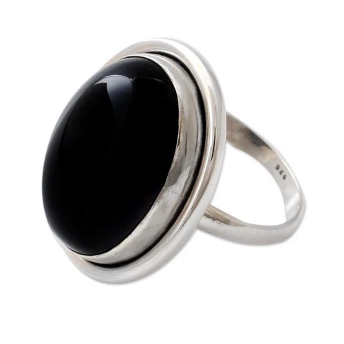 Onyx cocktail ring, 'Universe' - product listing photo