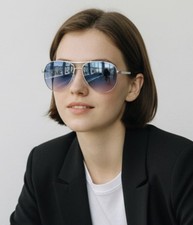 Jessica Simpson J106 Iconic Silver Metal Wmn Aviator Pilot Sunglasses Pink/Blue