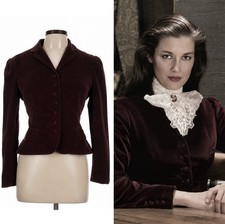 Vintage Fall 1980 Ralph Lauren Velvet Blazer Peplum Jacket Victorian Burgundy