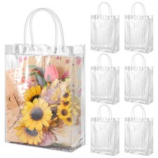 30 Pack Clear Gift Bags with Handle, Reusable Plastic Bags Small Gift Wrap To...