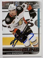 KIEFER SHERWOOD SIGNED YOUNG GUNS ROOKIE AUTOGRAPH ANAHEIM DUCKS