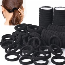 50pcs Black Hair Ties High Elastic Ponytail Holders No Metal Snag-Free Hairbands