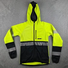 Truewerk M2 Full Zip Hoodie Mens S High Vis Yellow Grid Fleece Lined Workwear