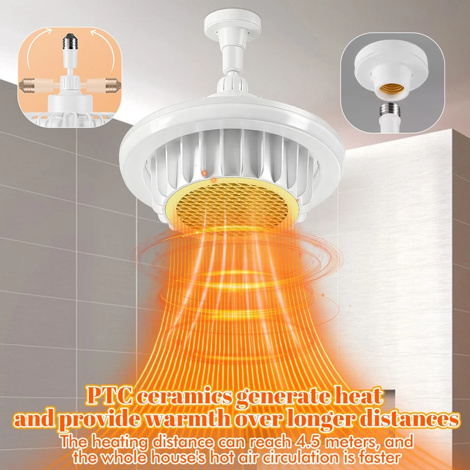 Ventilador de escape de baño 600W con luz calefactora lámpara ventilador de techo con control remoto Foto 4 de 4