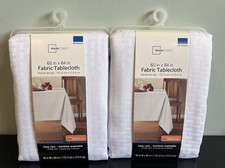 Lot 2 Fabric Tablecloths Arctic White Rectangular Polyester Mainstay 60" X 84"